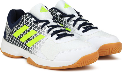 

ADIDAS NET NUTS INDOOR Badminton Shoes For Men(White, White/syello/conavy