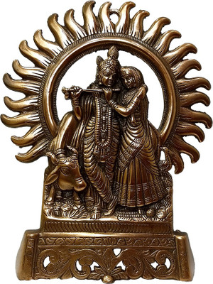 

FABZONE Wall Hanging Antique Lord Radha Krishna With Kamdhenu Cow Statue Hindu God Makhan chor/Laddu Gopal Sculputer Handicraft Idol Love Couple Decorative Spiritual Diwali Puja Vastu Showpiece Figurine - Religious Pooja Gift Item & Murti for Mandir / Tem