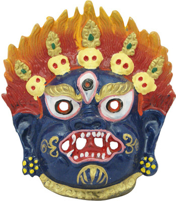 

DivyaMantra Traditional Nazar Katta Mahakal Evil Eye Protector Vastu Wall Hanging Mount/Tibetan Buddhism Feng Shui Art Antique Decorative Metal Sculpture Face Mask Decorative Showpiece - 13.5 cm(Alloy, Blue)