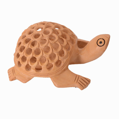 

Purpledip Wooden Tortoise/Turtle With Jaali Carving Work; Miniature Idol Gift Vaastu Feng Shui Good Luck Charm (10980) Decorative Showpiece - 4 cm(Wooden, Gold)