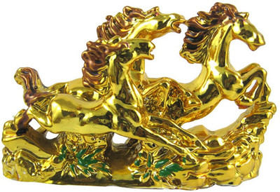 

Vastu arcade Golden Victory Running Horse For Success Decorative Showpiece - 14 cm(Polyresin, Gold)