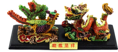 

estore VASTU FENG SHUI DRAGON WITH PHOENIX FOR HARMONEY IN MARRIAGE,POWER AND PROTECTION Decorative Showpiece - 14 cm(Polyresin, Multicolor)