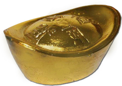 

DivyaMantra Feng Shui Golden Wealth Ingot Showpiece Home Decor made from fine quality metal with golden finish. Decorative Showpiece - 3 cm(Gold Finish, Yellow)