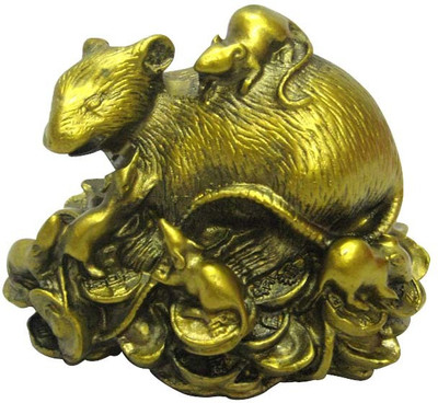 

estore VASTU FENG SHUI BLOSSOM CHARM MANGOOSE RAT FOR ENHANCE LOVE RELATIONSHIP Decorative Showpiece - 8 cm(Polyresin, Gold)