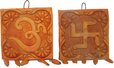 

Sarvsiddhi Terracotta Plain Swastik Om Door Hanging Decorative Showpiece - 12 cm(Terracotta, Brown)
