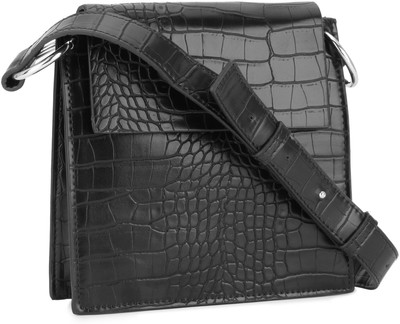 

French Connection Women Casual Black Genuine Leather Sling Bag