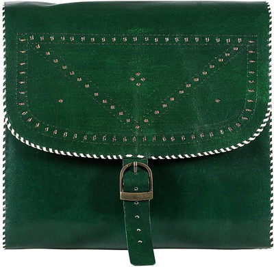 

Goatter Girls Green Genuine Leather Sling Bag