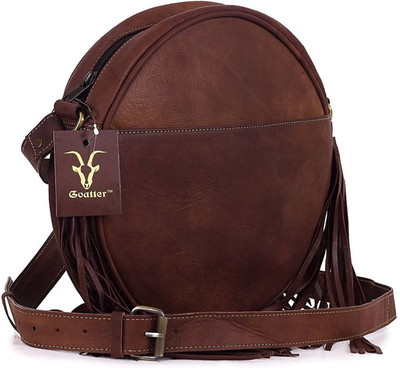 

Goatter Women Casual Brown Genuine Leather Sling Bag