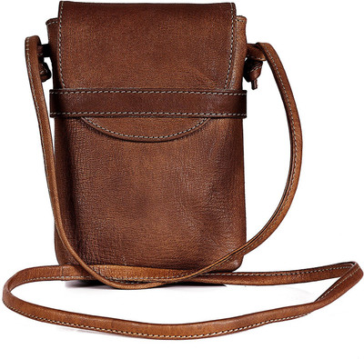

Goatter Girls Brown Genuine Leather Sling Bag