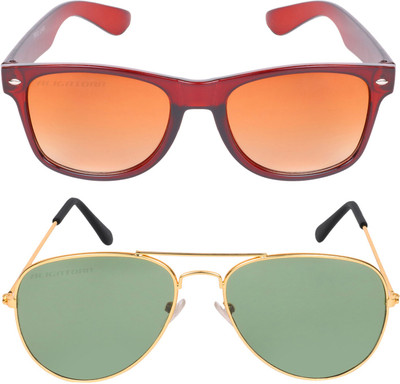 

Aligatorr Wayfarer, Aviator Sunglasses(Golden, Green