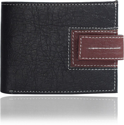 

Bizarre Kraftz Men Black Artificial Leather Wallet(3 Card Slots), Black-brown