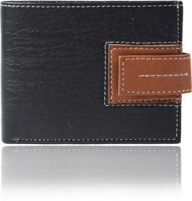 

Death By Color Men Black Artificial Leather Wallet(3 Card Slots), Black-tan