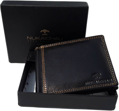 

NUKAICHAU Men Black Genuine Leather Wallet(7 Card Slots), 16 coin blk 7