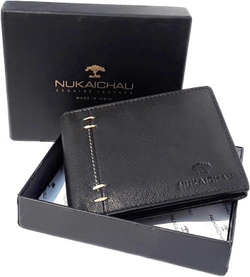 

NUKAICHAU Men Black Genuine Leather Wallet(4 Card Slots), 01 coin blk 4