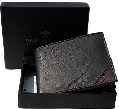 

NUKAICHAU Men Black Genuine Leather Wallet(8 Card Slots), 35 card blk 8