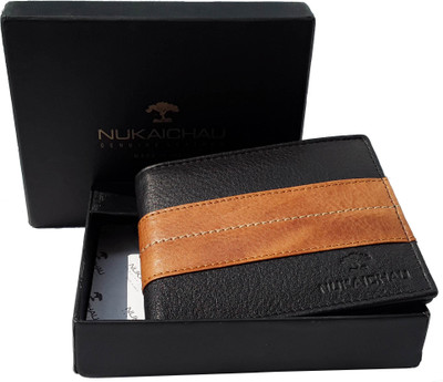

NUKAICHAU Men Black Genuine Leather Wallet(8 Card Slots), 38 card blk tan 8