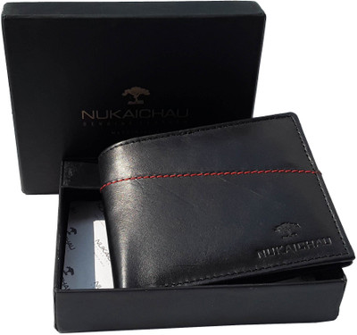 

NUKAICHAU Men Black Genuine Leather Wallet(6 Card Slots), 28 card blk 6