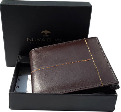 

NUKAICHAU Men Brown Genuine Leather Wallet(3 Card Slots), 39 coin brn 3