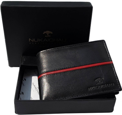 

NUKAICHAU Men Black Genuine Leather Wallet(7 Card Slots), 29 coin blk red 7