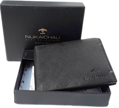 

NUKAICHAU Men Black Genuine Leather Wallet(8 Card Slots), 06 card blk red 8