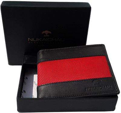 

NUKAICHAU Men Red Genuine Leather Wallet(8 Card Slots), 30 card blk red 8