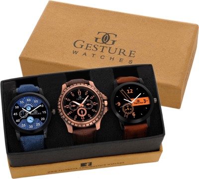 Gesture EXCLUSIVE Combo Of -7800 Elegant Watch  - For Men   Watches  (Gesture)