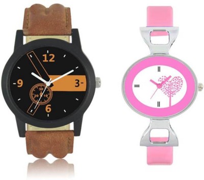 FASHION POOL LOREM & VALENTIME MOST STUNNING ULTIMATE COUPLE COMBO OF BROWN ORANGE ROUND DIAL GRAPHICS WITH OVAL PINK HEART BROKEN DIAL GRAPHICS WATCH PROFESSIONAL & CASUAL WEAR WATCH ULTIMATE COMBO FOR FESTIVAL SPECIAL Watch  - For Boys & Girls   Watches  (FASHION POOL)