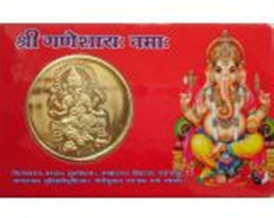 

Earth Ro System Gold Plated Goddess om shree Ganesh Golden Yantra Coin ATM Card - For Temple Home,Locker, Purse,for Pocket Plated Yantra(Pack of 1)