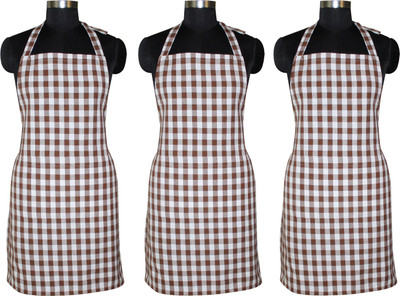 AIRWILL Cotton Chef's Apron - Free Size(White, Brown, Pack of 3)