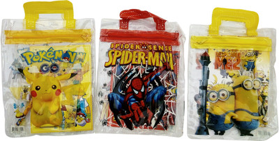 

Ashmaadi PVC Gift Bag with stationary (Pack of 3 Multicolor PVC Handy Bag)