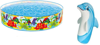

DINAARKAN COMBO OF 4 FEET BATH TUB AND 3 FEET INFLATABLE HIT ME DOLPHIN(Multicolor)