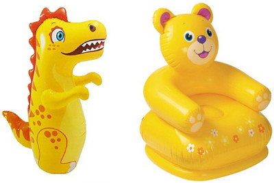 

DINAARKAN COMBO OF 3 FEET INFLATABLE HIT ME DRAGON AND 2.5 FEET INFLATABLE TEDDY CHAIR(Multicolor)