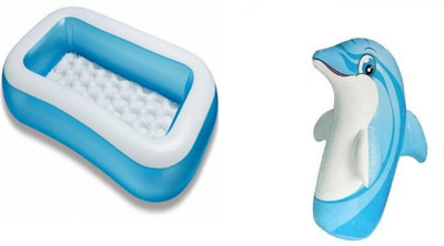 

DINAARKAN COMBO OF 5 FEET BATH TUB AND 3 FEET INFLATABLE HIT ME DOLPHIN(Blue)