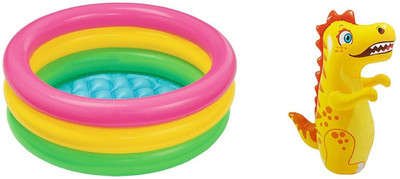 

DINAARKAN COMBO OF 2 FEET BATH TUB AND 3 FEET INFLATABLE HIT ME DRAGON WITH AIR PUMP(Multicolor)