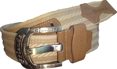

V-Luma Men Green Canvas Belt, Cream