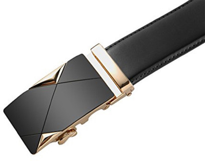 

Zapper Men Formal Black Genuine Leather Belt, Gold