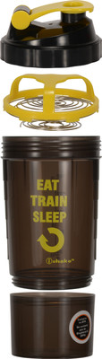 

iShake Black Body Yellow Lid Speed 1 Storage gym bottle 500 ml Shaker(Pack of 1, Black, Yellow)