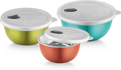 

Bonita MICRO WONDER-MICROWAVE SAFE BOWLS- Stainless Steel, Plastic Bowl Set(Blue, Red, Green, Pack of 3)