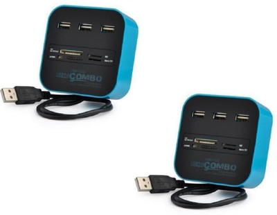 

ReTrack SET OF 2PC USB 2.0 hub Combo All In One with 3 ports for SD/MMC/M2/MS Multi Card Reader(Black)