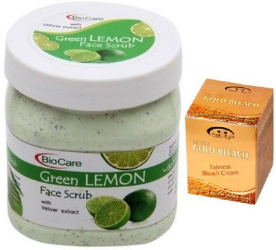 

Biocare Green Lemon Face Scrub 500 ML, Pink Root Golden Bleach(Set of 2)
