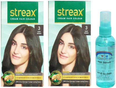 STREAX Dark Brown No. 3, Pink Root Hair Serum(Set of 3) available at flipkart for Rs.338