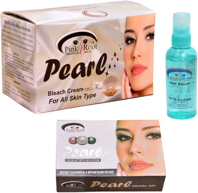 

Pink Root Pearl Bleach Cream, Hair Serum, Pearl Facial Kit(Set of 3)