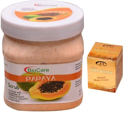 BIOCARE Papaya Scrub 500 ML, Pink Root Golden Bleach(2 Items in the set)