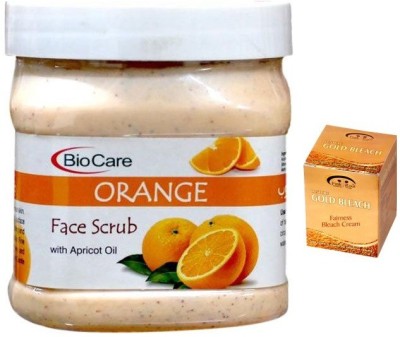 BIOCARE Orange Face Scrub 500 ML, Pink Root Golden Bleach(2 Items in the set)