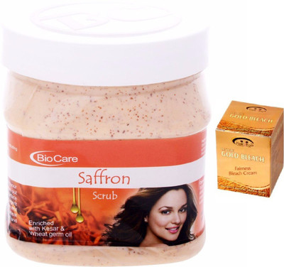 Biocare Saffron Scrub 500 ML, Pink Root Golden Bleach(Set of 2)