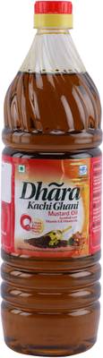 Dhara Kachi Ghani Mustard Oil Mustard Oil Plastic Bottle  (1 L)