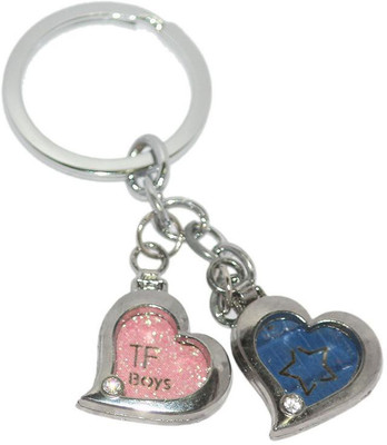 

Aura Romantic Diamond Studded Double Heart Key Chain