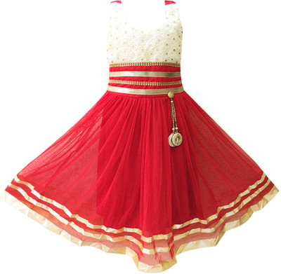 

Fashionitz Girls Maxi/Full Length Party Dress(Red, Sleeveless