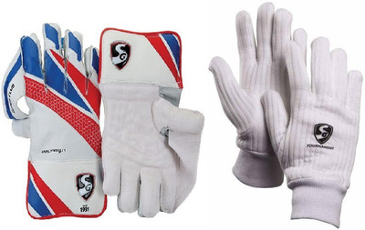 

SG Combo of two, one pair of 'Super Club' Wicket Keeping Gloves and one pair of 'Tournament' Inner Gloves (Men's) (Color On Availability)- Cricket Kit