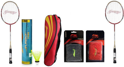 

Li-Ning Combo Of Six - Two 'G-Force Pro 2200i' Badminton rackets, One 'TurboT 900' Nylon shuttle Cock Box, Two Wrist Bands and One Kit bag- Badminton Kit